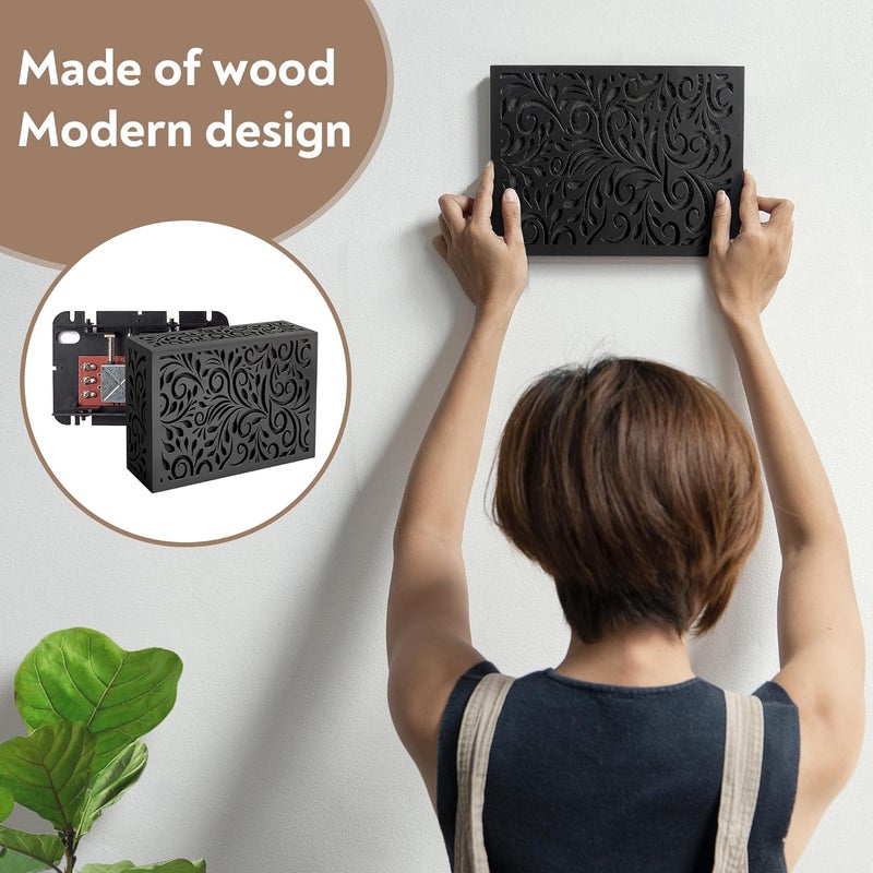 PELSSEL Black Decorative Doorbell Cover Box,Weather Protection Housing Modern Black – Sleek Wall-Mounted Decorative Door Bell Cover Plate – Noise-Reducing (large seize (9.84” x 7.87” x 3.15”)) - Image 5
